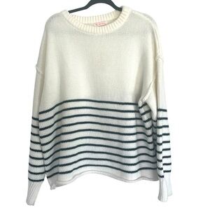 Women's Oversized Striped  Black and White Preppy Sweater  size xlg